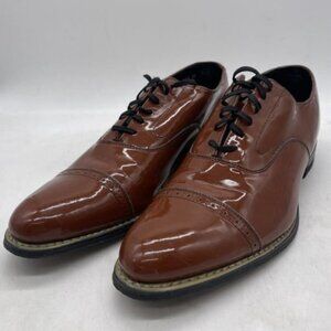 Stacy Adams Brown Patent Italian Leather Loafers Dress Shoes size 10.5